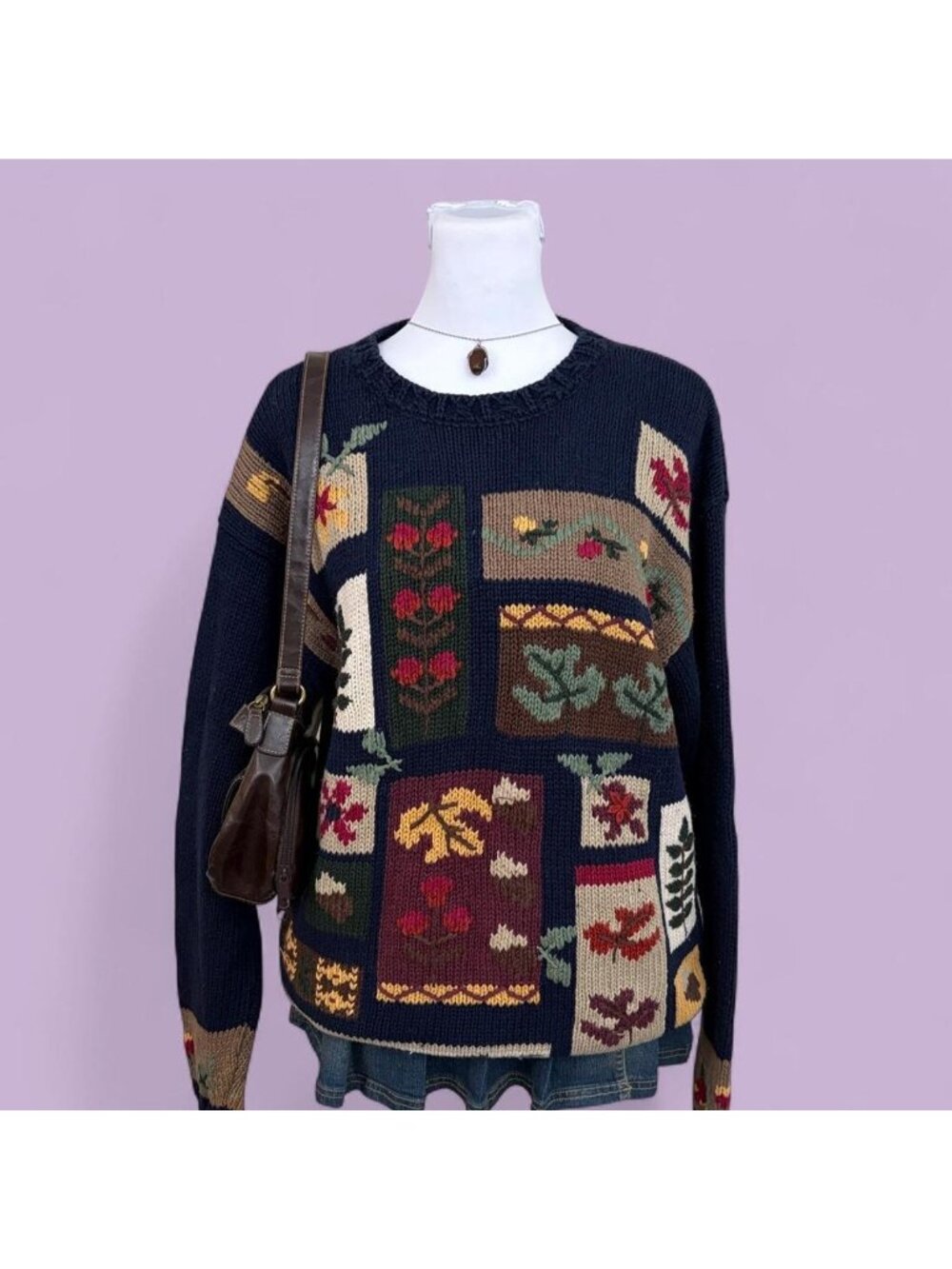 90s patchwork autumnal cottagecore sweater